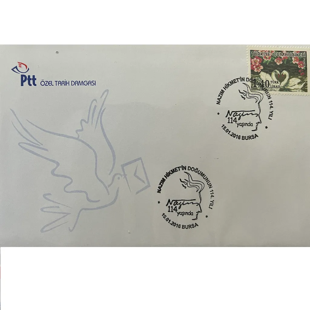 Nazım Hikmet'in Doğumunun 114. Yılı 15.01.2016 Bursa FDC 1 f d c 10