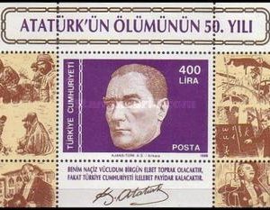 Kemal Atatürk'ün - Cumhurbaşkanı, 1923-1938'in Ölümünün 50. Yıldönümü 1988 Türkiye Posta Pulları - mezat.mezatcini.com'da!
