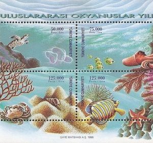 1998 Uluslararası Okyanus Yılı Türkiye Posta Pulları - mezat.mezatcini.com'da!