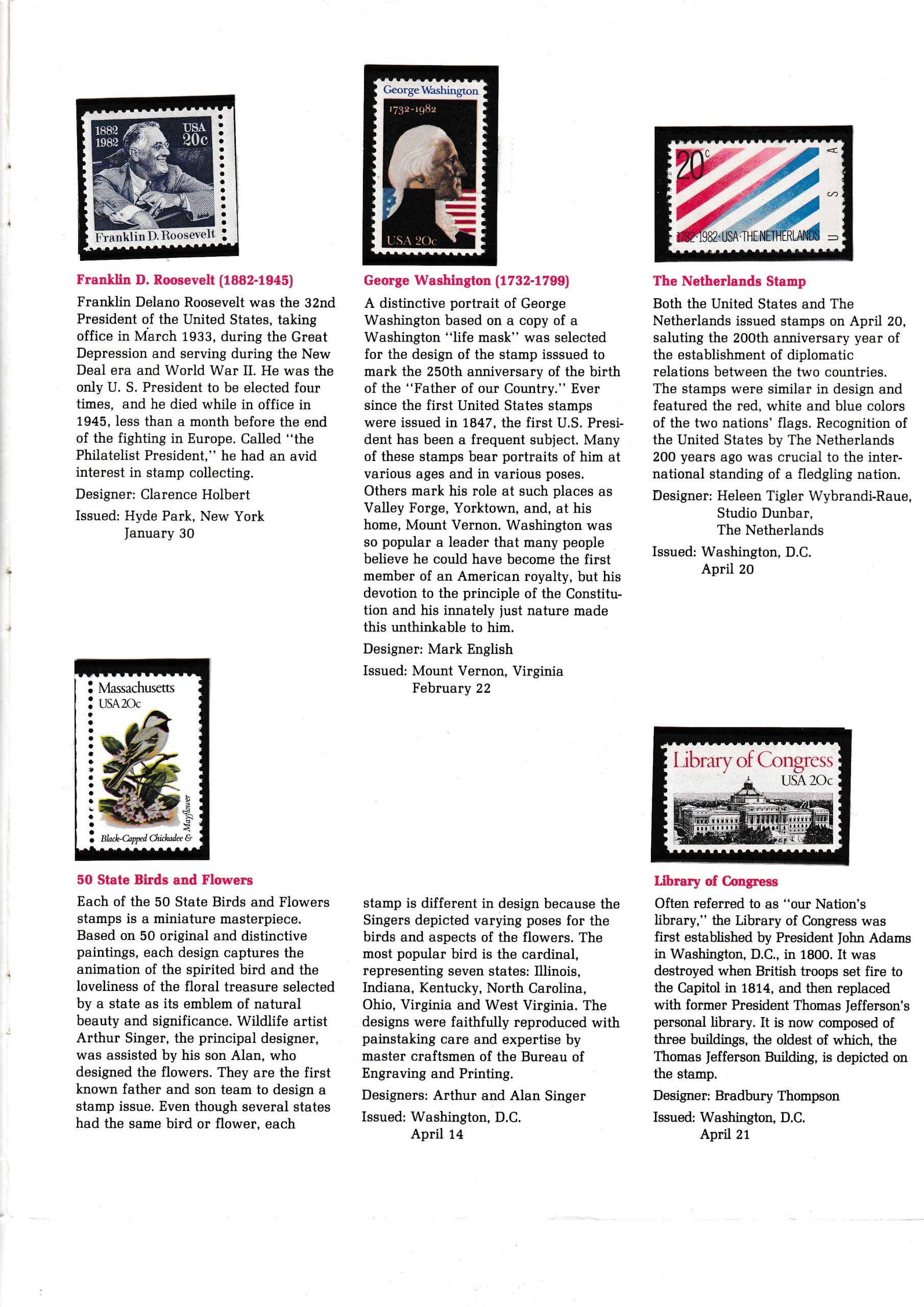 USA 1982 Pul Serisi Pörtfoyu 2