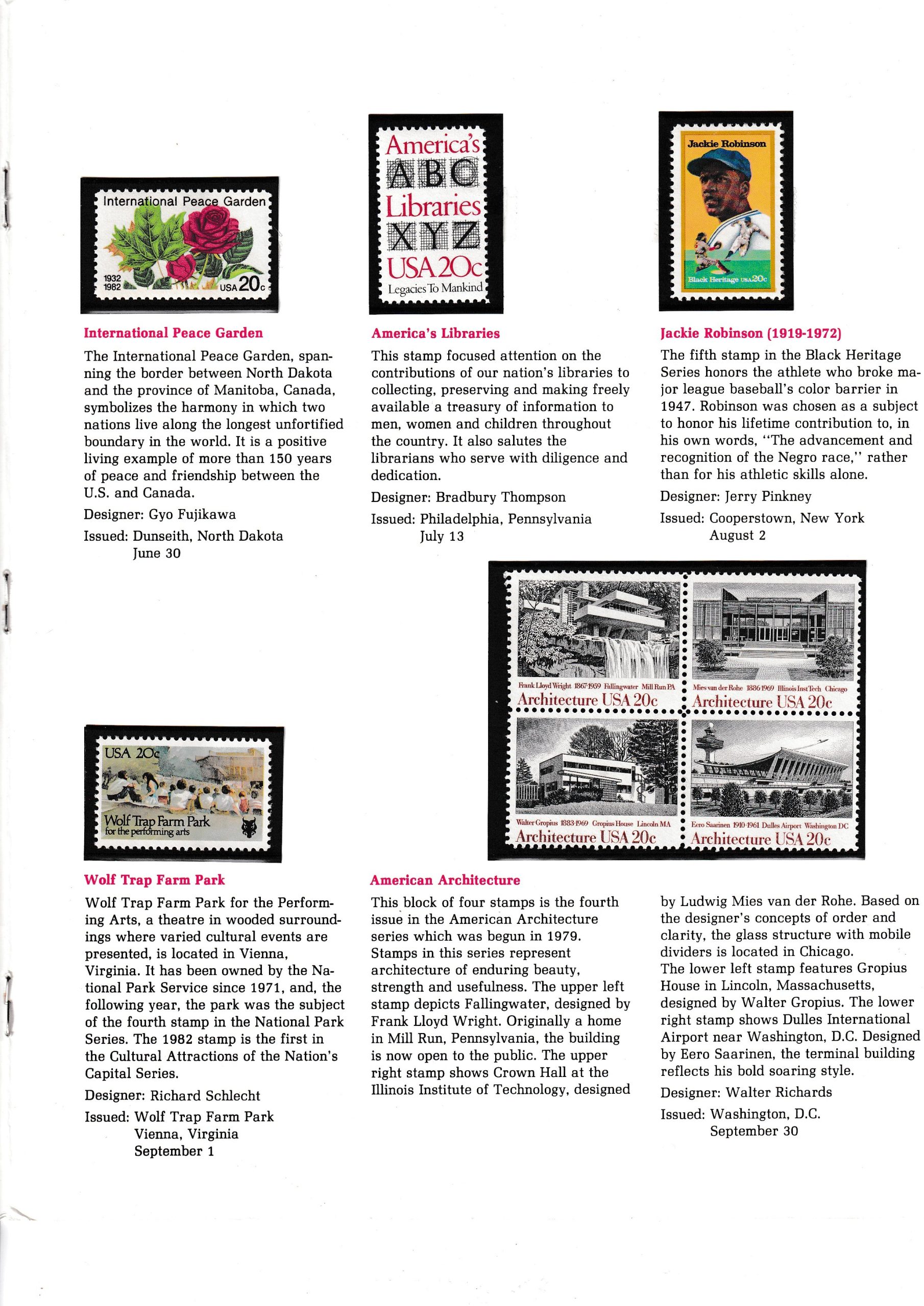 USA 1982 Pul Serisi Pörtfoyu 4