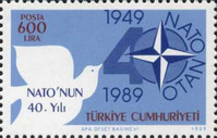 NATO'nun 40. Yıldönümü - Barış Güvercini ve NATO Amblemi 1989 Türkiye Posta Pulları - mezat.mezatcini.com'da!