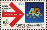 Avrupa Konseyi'nin 40. Yıldönümü 1989 Türkiye Posta Pulları - mezat.mezatcini.com'da!