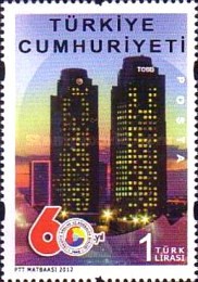 Odalar ve Borsalar Birliği'nin 60. Yıldönümü, Ankara 2012 Türkiye Posta Pulları - mezat.mezatcini.com'da!
