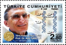 Aziz Sancar - 2015 Nobel Kimya Ödülü Sahibi Türkiye Posta Pulları - mezat.mezatcini.com'da!