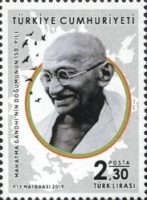 Mahatma Gandhi'nin Doğumunun 150. Yıldönümü, 1869-1948 2019 Türkiye Posta Pulları - mezat.mezatcini.com'da!