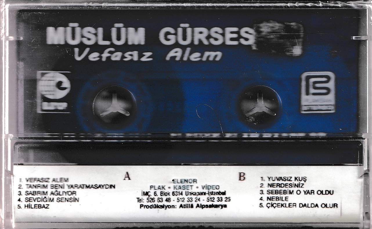 Müslüm Vefasız Alem Kaseti 2 Müslüm Gürses Vefasız Alem arka yüz