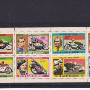 Guinea Ecutorial Motosiklet Yarışçıları Temalı Pul Blok Seti
