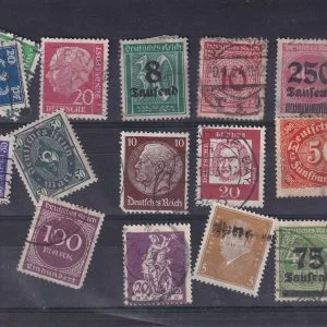 Almanya Reich & Weimar Enflasyon Dönemi Pul Lotu 17’li Damgalı Koleksiyon Seti