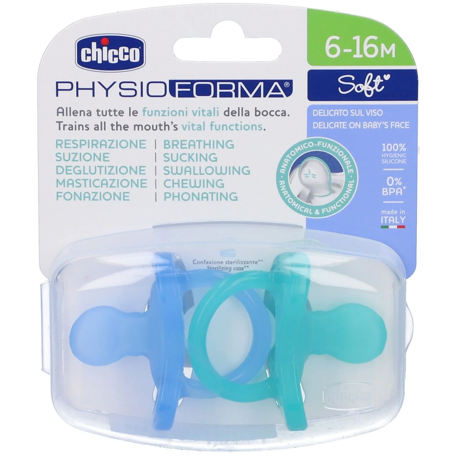 Chicco PhysioForma Soft 2'li Silikon Emzik 6-16 Ay Erkek 3