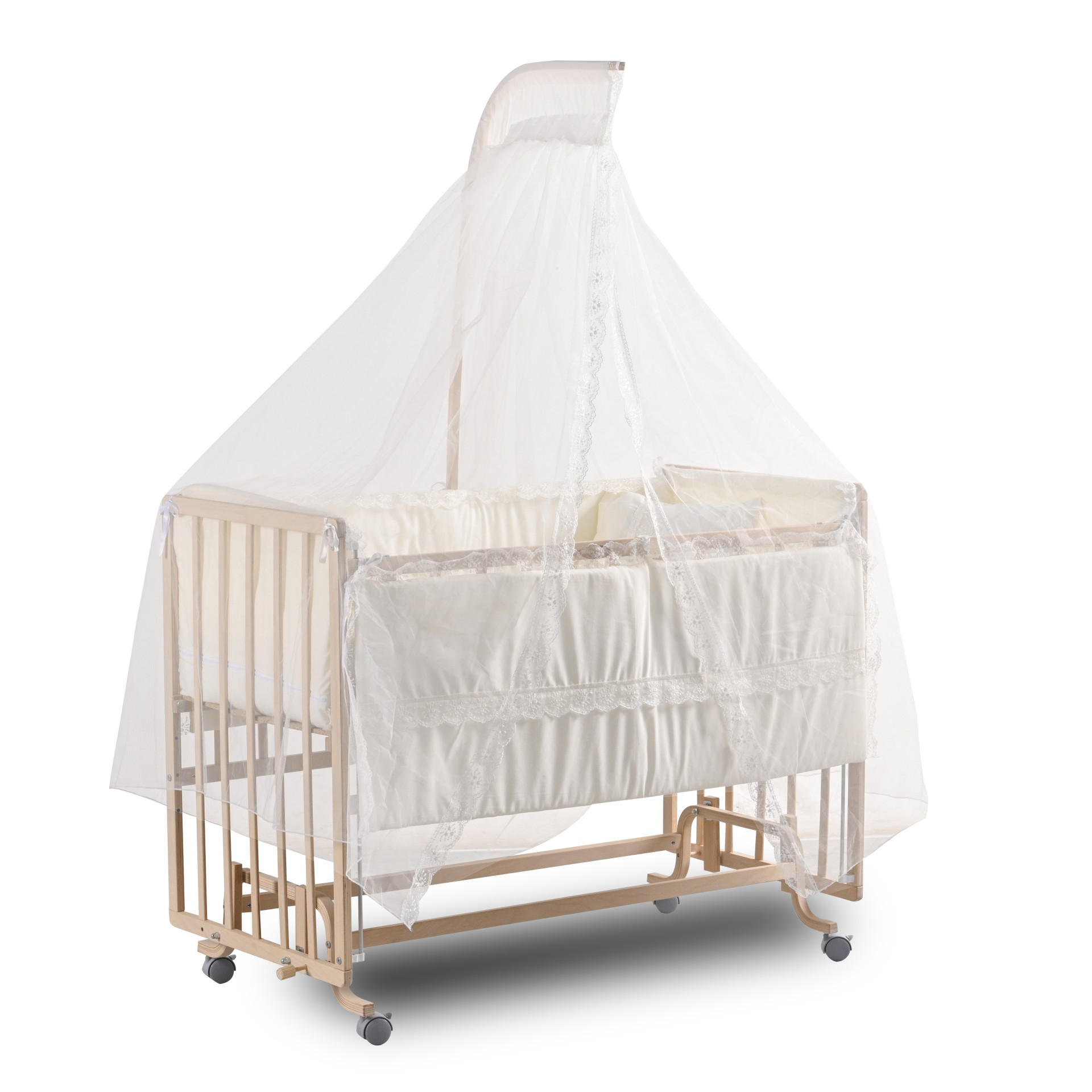 ComfyMax Sallanır Anne Yanı Doğal Ahşap Beşik ve Uyku Seti - 60x120 cm 1 ComfyMax Sallanır Anne Yanı Doğal Ahşap Beşik ve Uyku Seti - 60x120 cm