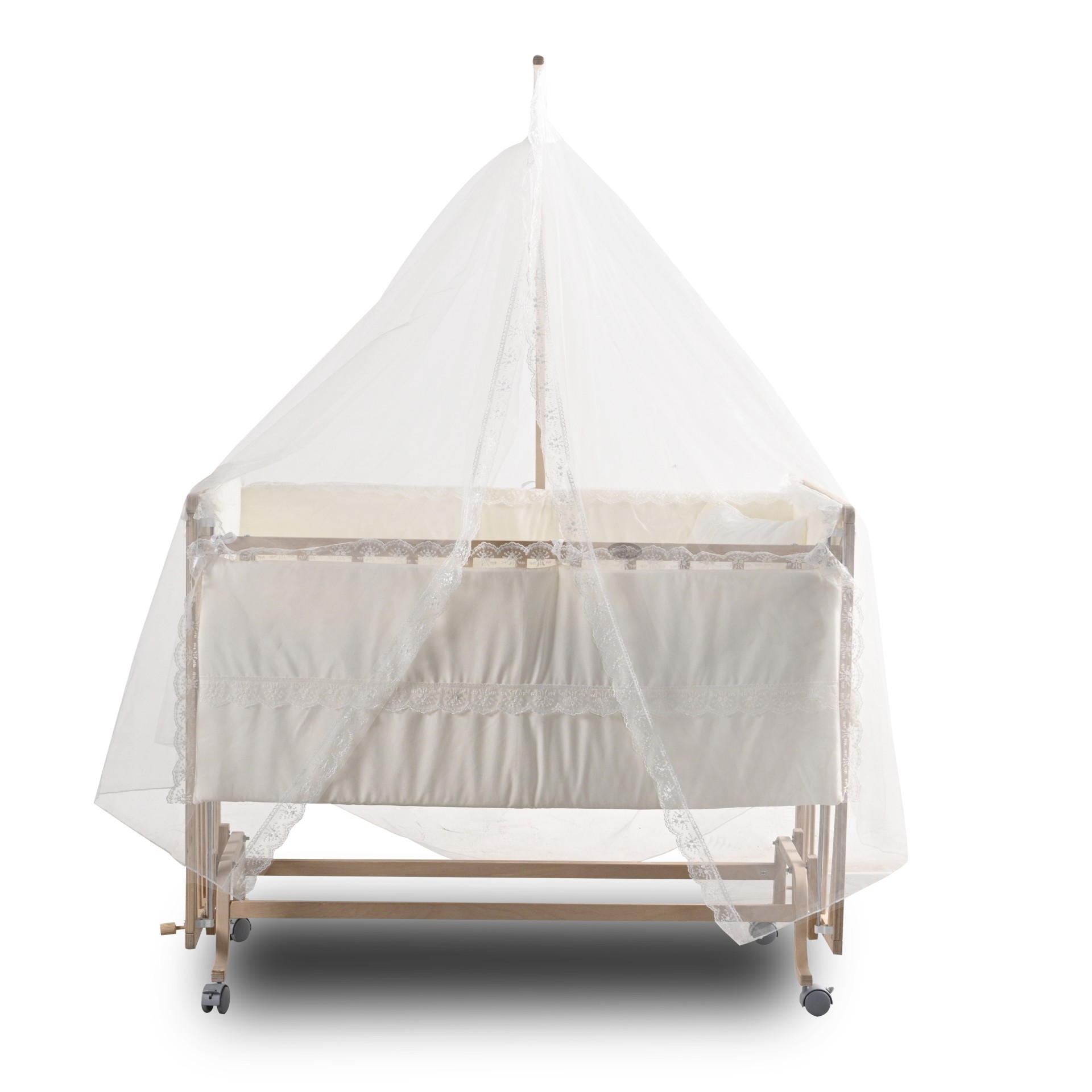 ComfyMax Sallanır Anne Yanı Doğal Ahşap Beşik ve Uyku Seti - 60x120 cm 2