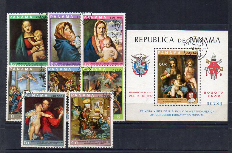 1967 Panama Papa VI. Paul Bogota Ziyareti Damgalı Blok+Seri 1 klikyayeni 238 1 1.jpg