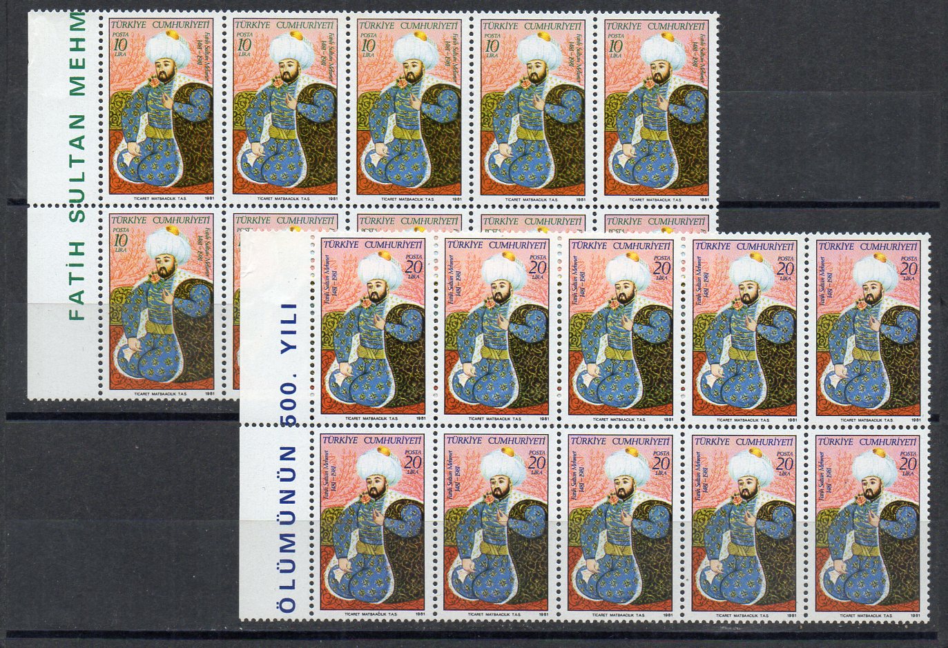 1981 Fatih Sultan Mehmet'in Ölümünün 500. Yılı MNH 10'lu Blok 1 klikyayeni 44 1 1.jpg