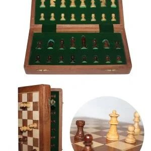 Mıknatıs Taşlı Ahşap Katlanabilir Kutulu Satranç Oyunu 30 Cm