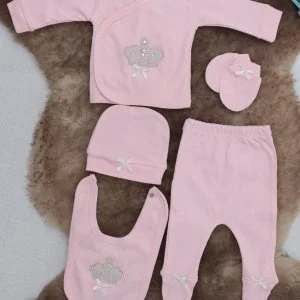 Sema Baby 5 Parça Hastane Çıkışı Zıbın Seti 0-3 Ay - Queen